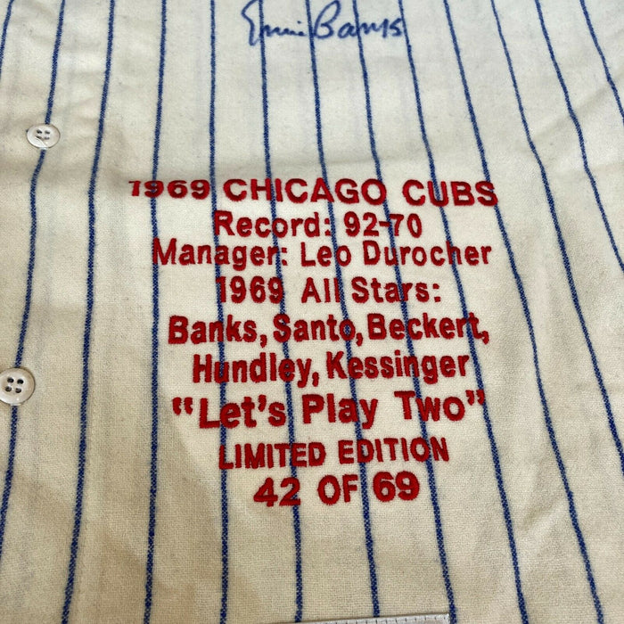 Beautiful 1969 Chicago Cubs Team Signed Jersey 26 Sigs With Ernie Banks JSA COA