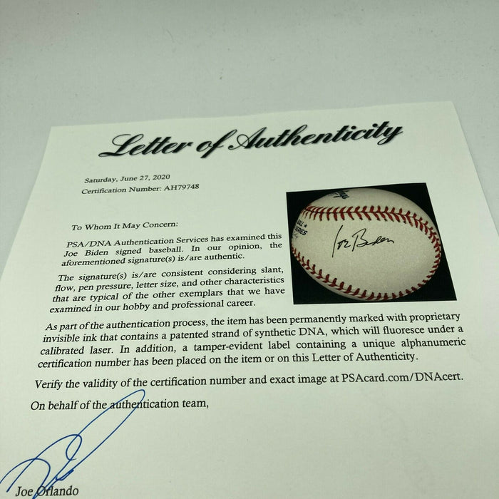 President Joe Biden Signed 2001 World Series First Pitch Baseball PSA DNA COA