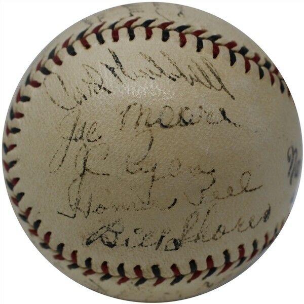 The Finest 1933 NY Giants World Series Champs Team Signed Baseball Mel Ott JSA