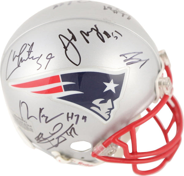 Tom Brady 2014 New England Patriots Super Bowl Champ Team Signed Mini Helmet JSA