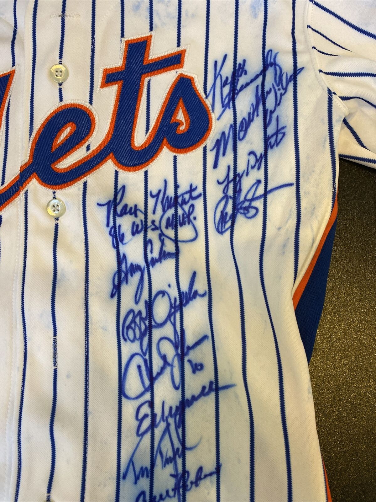 1986 New York Mets World Series Champs Team Signed Authentic Jersey PS —  Showpieces Sports