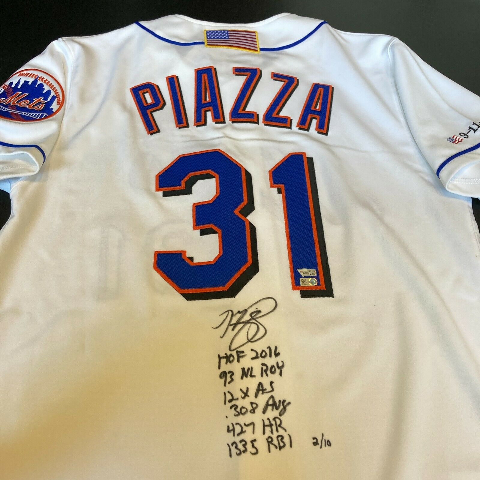 Mike Piazza New York Mets Autographed Mitchell and Ness White 2001