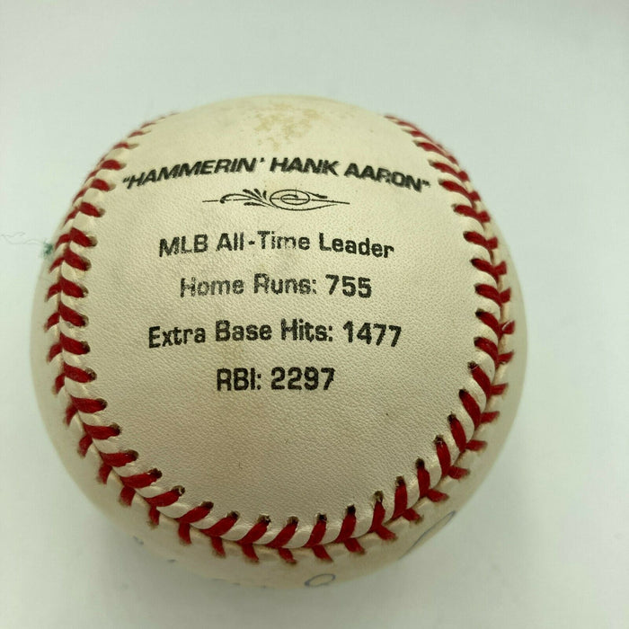 Hank Aaron Signed STAT National League Baseball With UDA Hologram & PSA DNA COA