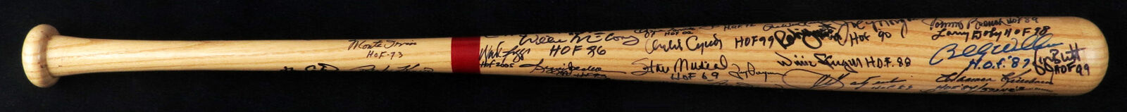 Magnificent Hall Of Fame Multi Signed Bat 45 Signatures With Inscriptions JSA
