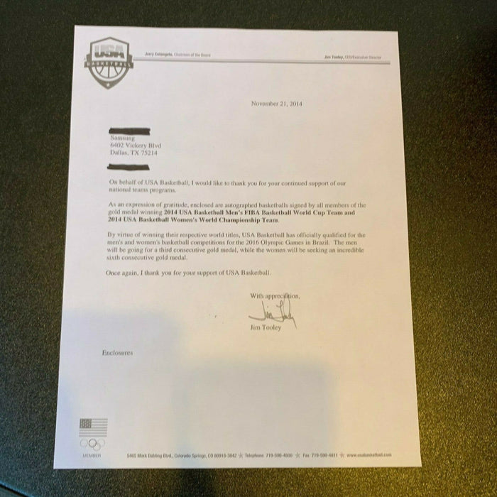 2014 Olympics Team USA Women's World Champions Team Signed Basketball Gold