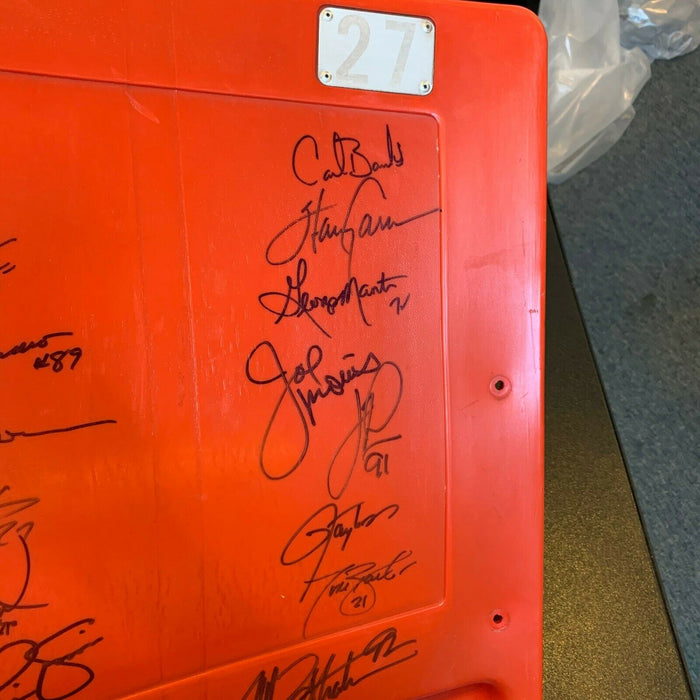 New York Giants Legends Signed Seatback Eli Manning Michael Strahan Steiner COA