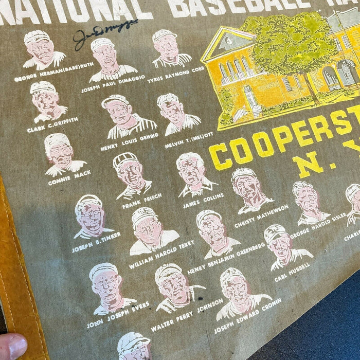 Joe Dimaggio Signed Vintage 1966 Cooperstown Baseball Hall Of Fame Pennant JSA