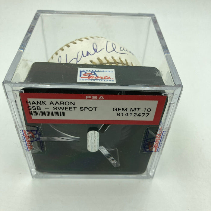 Hank Aaron Signed Major League Gold Glove Baseball PSA DNA Graded 10 GEM MINT