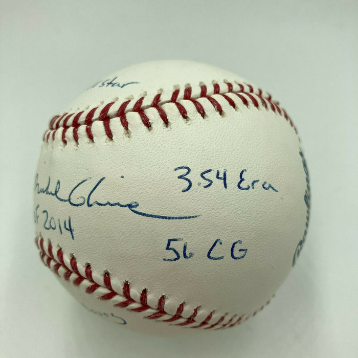 Tom Glavine Signed Heavily Inscribed Stat MLB Baseball With JSA COA