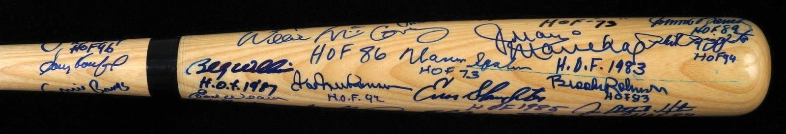 Beautiful Hall Of Fame Multi Signed Bat 31 Sigs Willie Mays Koufax Aaron JSA COA