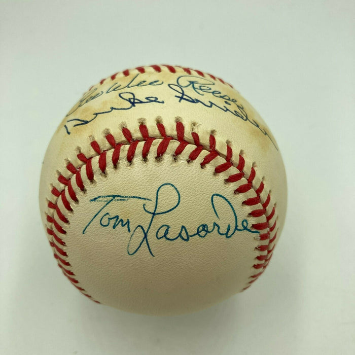 Sandy Koufax Pee Wee Reese Duke Snider Signed Jackie Robinson Day Baseball JSA