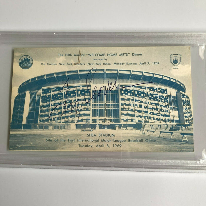 Tom Seaver Signed 1969 New York Mets Shea Stadium Postcard PSA DNA RARE