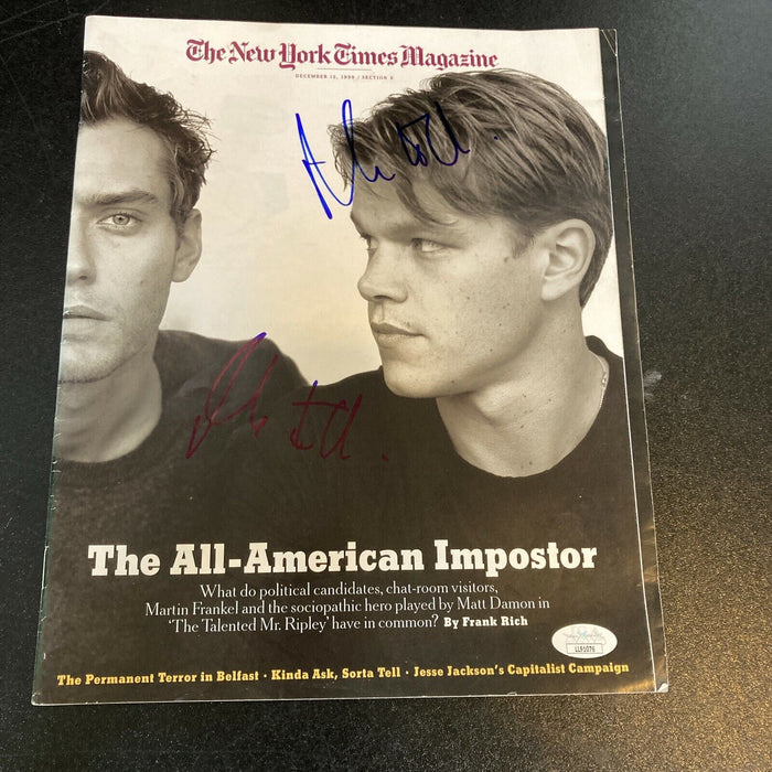 Matt Damon & Martin Frankel Signed Autographed New York Times Magazine JSA COA
