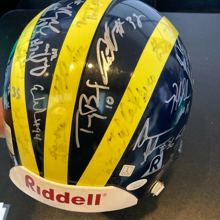 Tom Brady 2000 Michigan Wolverines NCAA Champs Team Signed Helmet With JSA COA