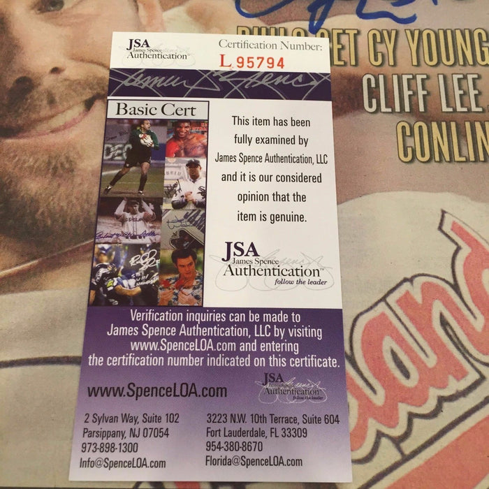Rare Cliff Lee Signed Autographed Philadelphia Phillies Front Page Newspaper JSA