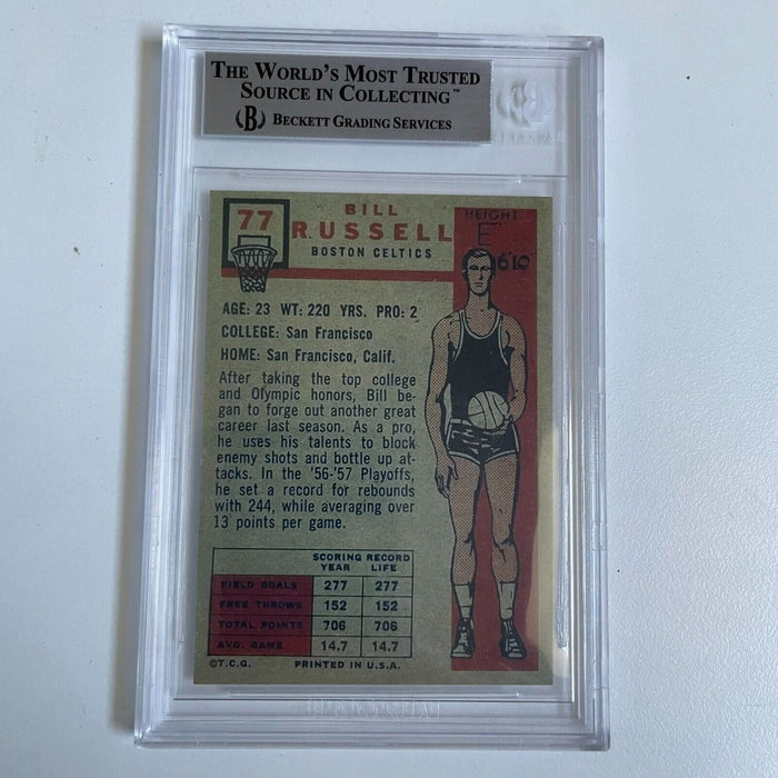 1957 Topps #77 Bill Russell Signed Autographed RP Rookie Card RC BGS Beckett