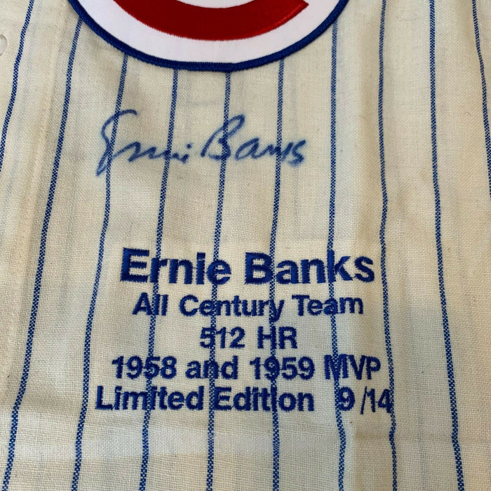 Beautiful Ernie Banks All Century Team Signed Chicago Cubs Jersey With JSA COA
