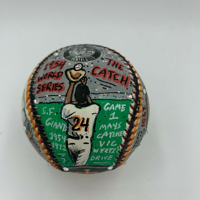 Willie Mays Signed Charles Fazzino Hand Painted Pop Art Baseball PSA DNA Sticker