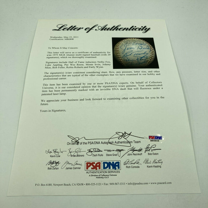 1973 MLB Alumni Hall Of Fame Multi Signed Baseball With Nellie Fox PSA DNA COA