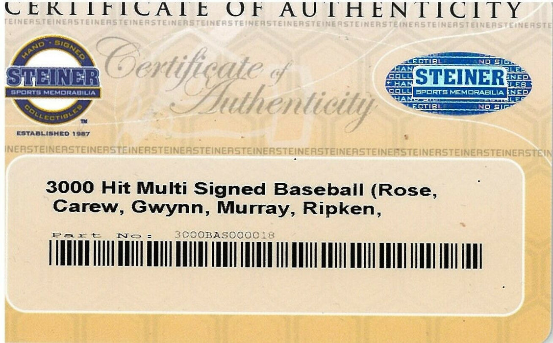 Derek Jeter Tony Gwynn Cal Ripken Jr. 3,000 Hit Club Signed Baseball Steiner COA