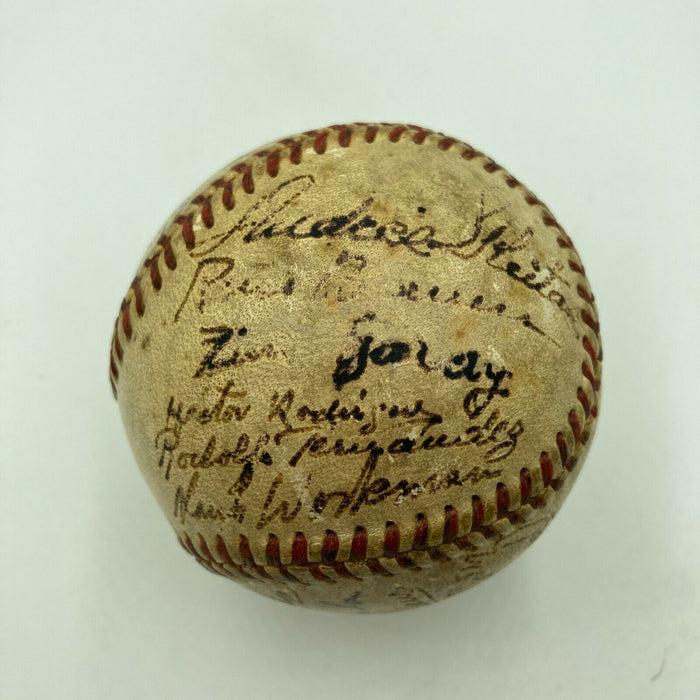 1950 Cuba Almendares Alacranes Team Signed Game Used Baseball JSA COA