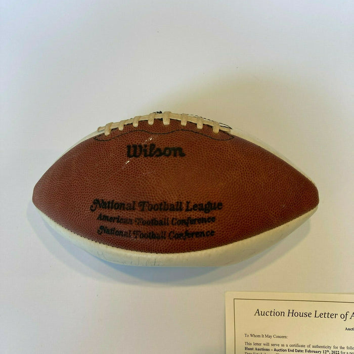 1976 New England Patriots Team Signed Vintage Football With JSA COA