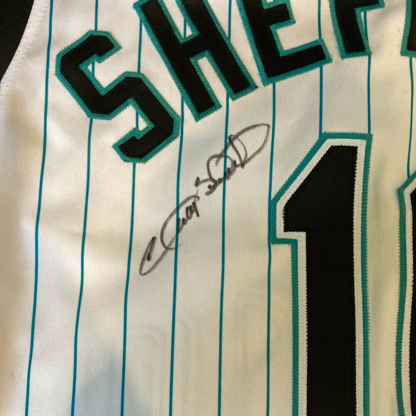 Gary Sheffield Twice Signed Authentic Florida Marlins Game Model Jerse —  Showpieces Sports