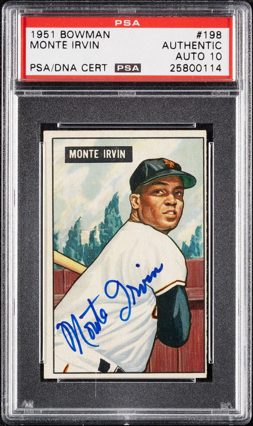 Monte Irvin Signed 1951 Bowman RC #198 PSA 10 Auto