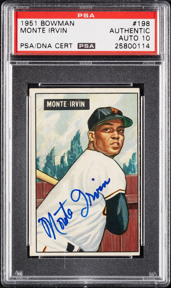 Monte Irvin Signed 1951 Bowman RC #198 PSA 10 Auto