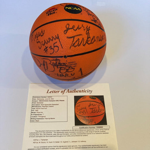1989 - 1990 UNLV Rebels NCAA National Champs Team Signed Mini Basketball JSA