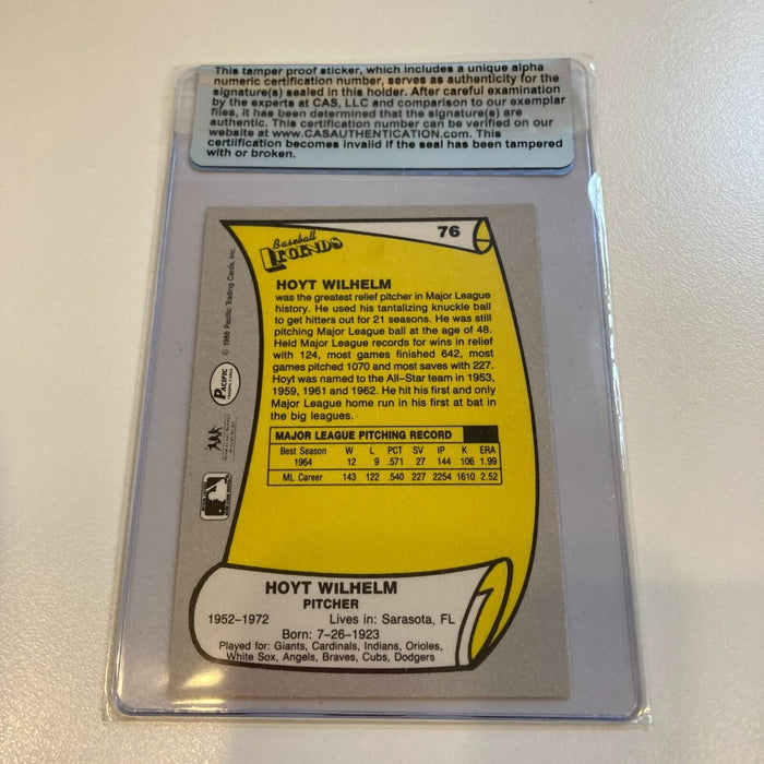 Hoyt Wilhelm Signed Pacific 1990 Baseball Card CAS Certified Auto