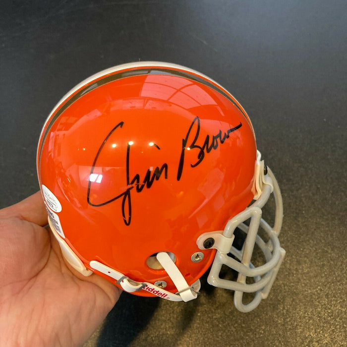 Jim Brown Signed Authentic Riddell Cleveland Browns Mini Helmet With JSA COA