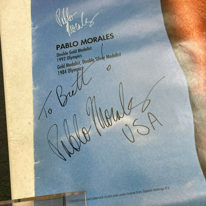 Pablo Morales USA Signed Large Speedo 24x36 Poster JSA COA