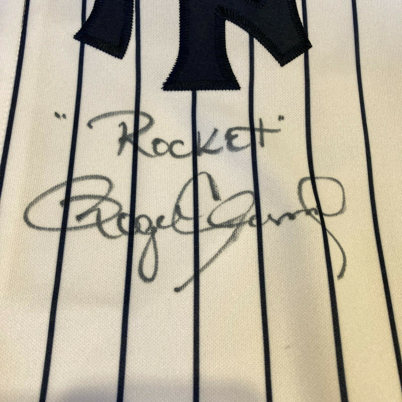 Roger Clemens Rocket Signed New York Yankees Stats Jersey #65/250  hologram COA