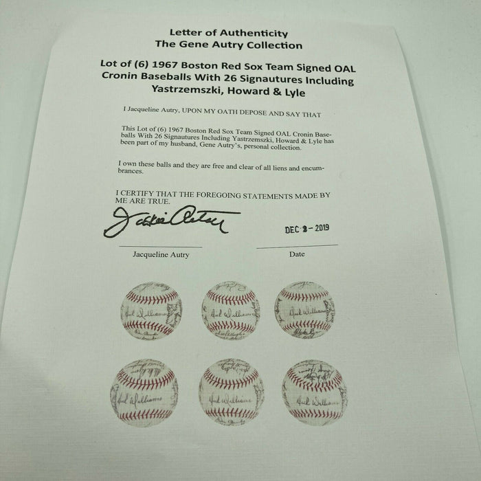 1967 Boston Red Sox AL Champs Team Signed American League Baseball With COA