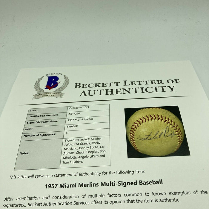 Rocky Marciano Satchel Paige Red Grange Sports Legends Signed Baseball Beckett
