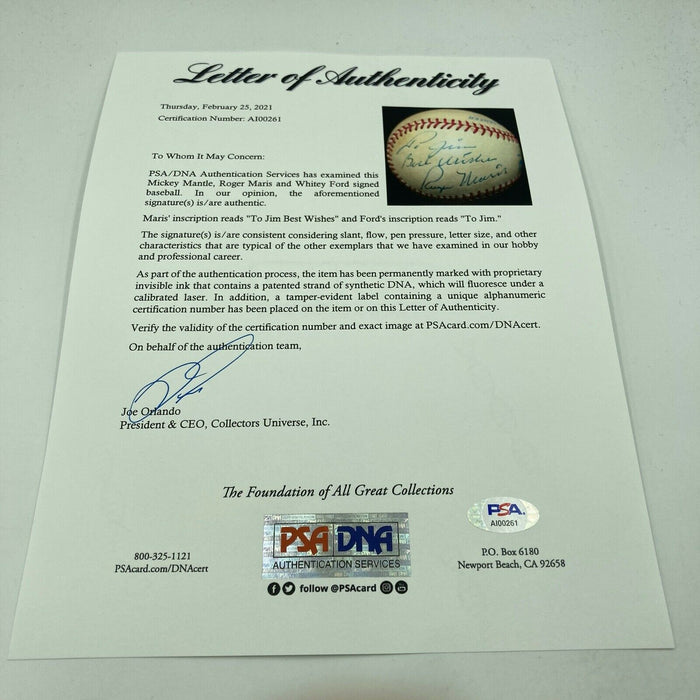 Mickey Mantle & Roger Maris Signed Baseball NY Yankees PSA/DNA #AI00261