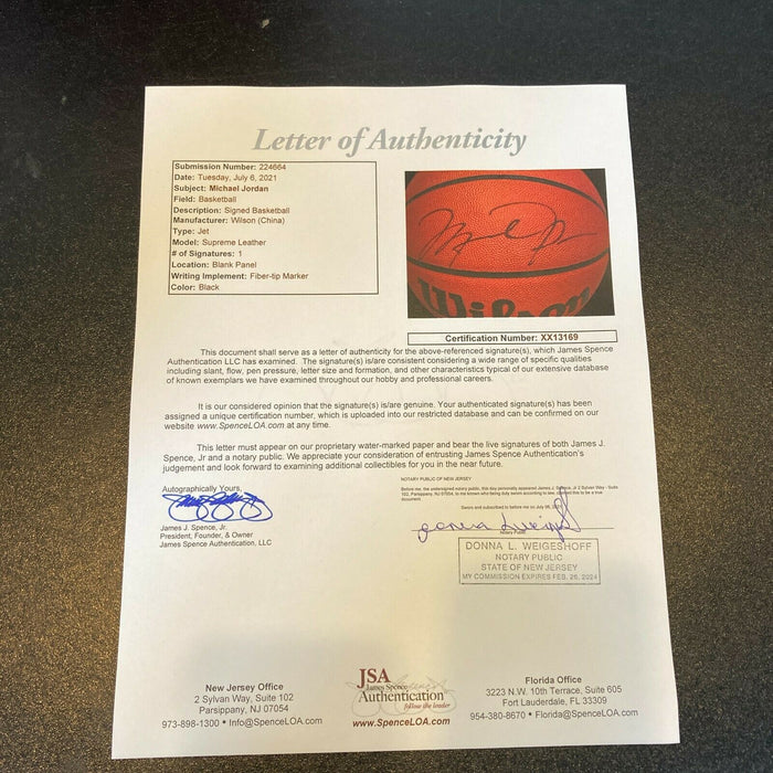 Michael Jordan Signed Autographed Basketball Upper Deck UDA & JSA COA