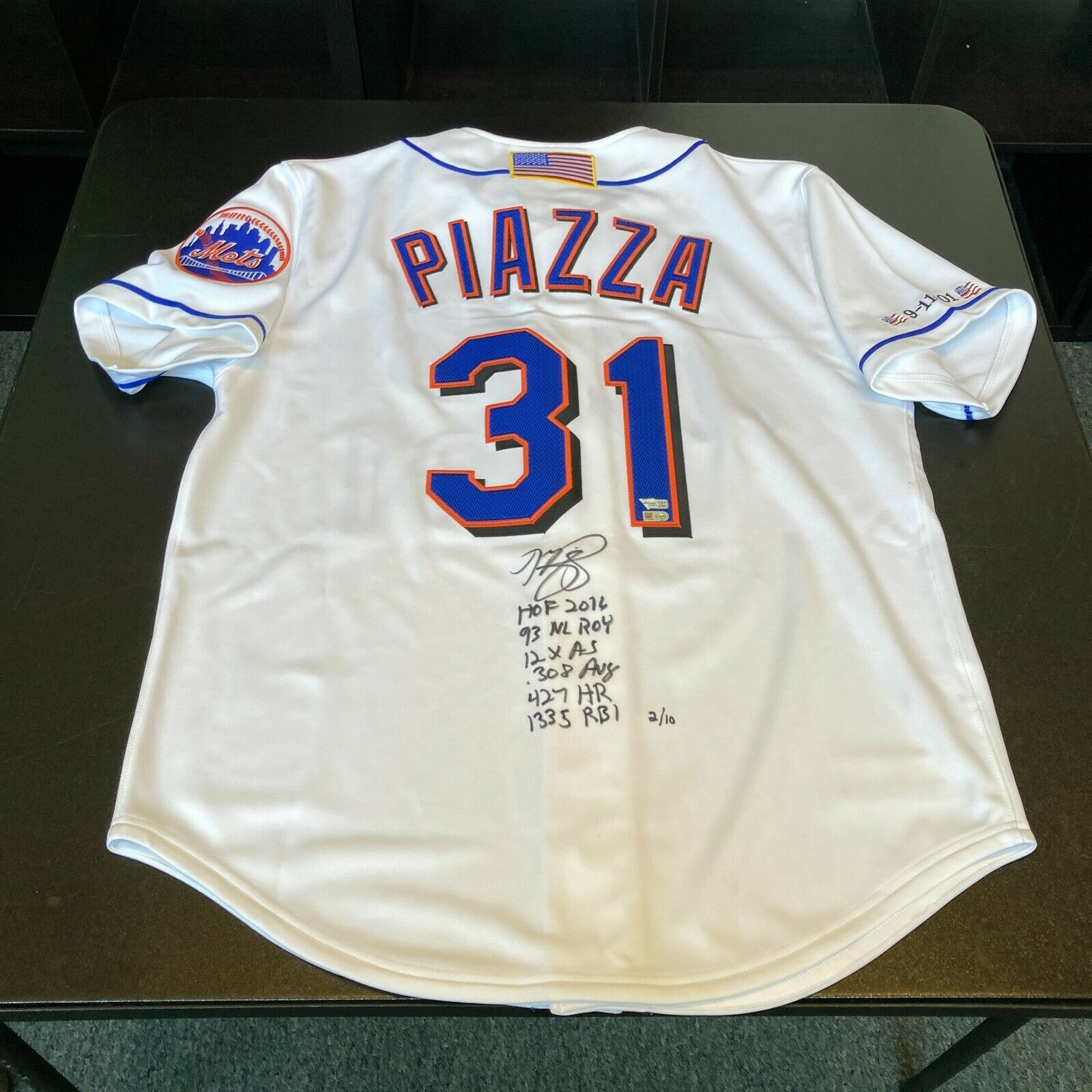 Stunning Mike Piazza Signed Heavily Inscribed Stats 9/11 NY Mets Jerse —  Showpieces Sports