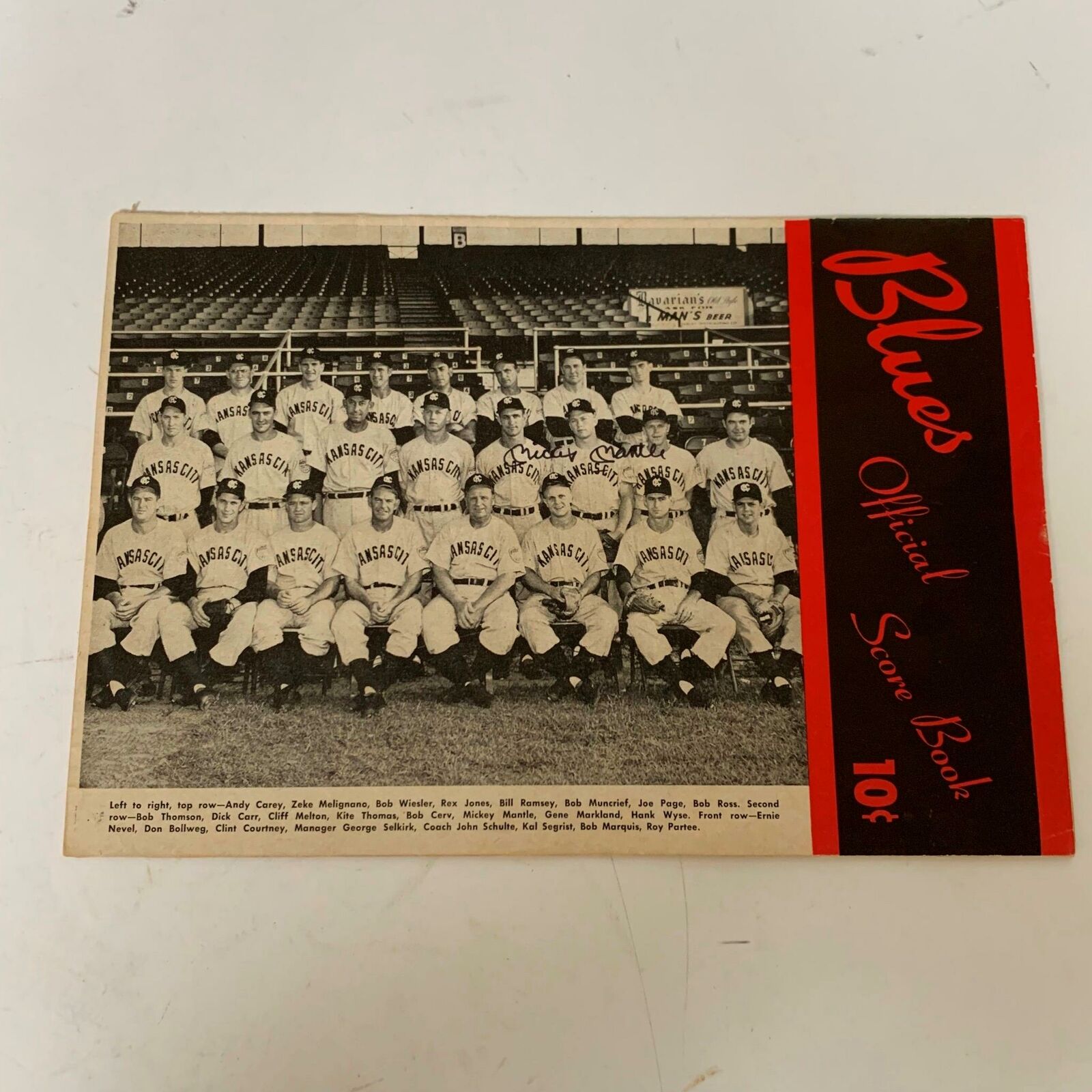 1951 Kansas City Blues Team Signed Baseball Mickey Mantle Minor League —  Showpieces Sports