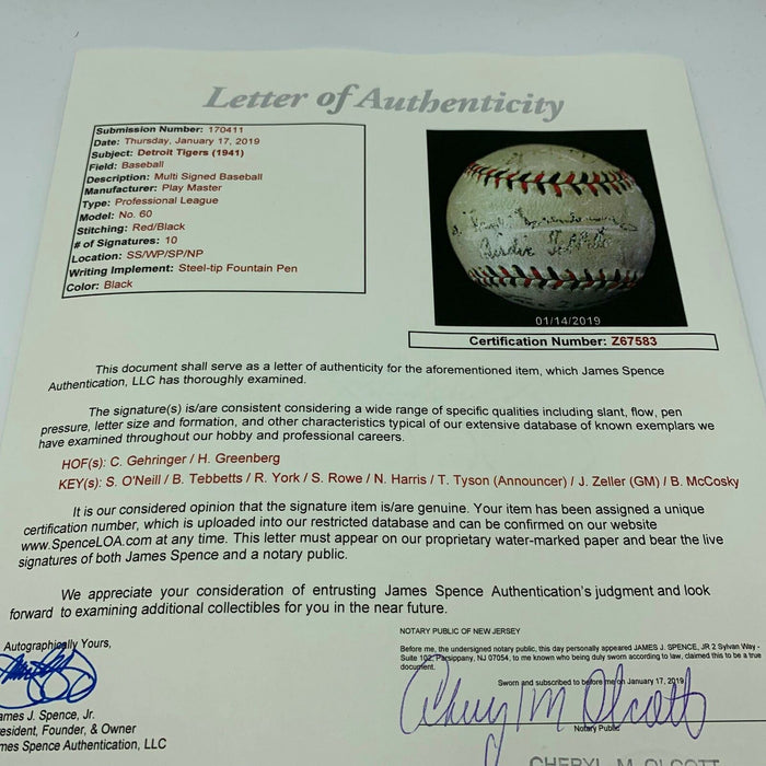 Extraordinary "Sergeant" Hank Greenberg 1941 Detroit Tigers Signed Baseball JSA
