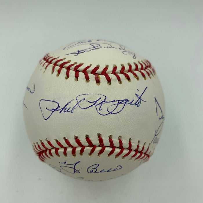 Mariano Rivera Don Mattingly Yogi Berra Yankees Legends Signed Baseball JSA COA