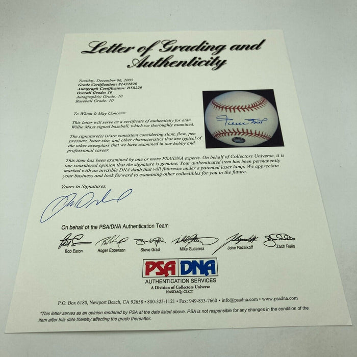 Willie Mays Signed Major League Baseball PSA DNA Graded 10 GEM MINT