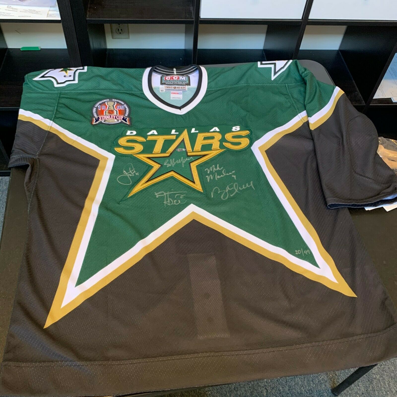 Autographed CCM Cote Dallas Stars Stanley Cup Hockey Jersey 2NHL Home Green  L
