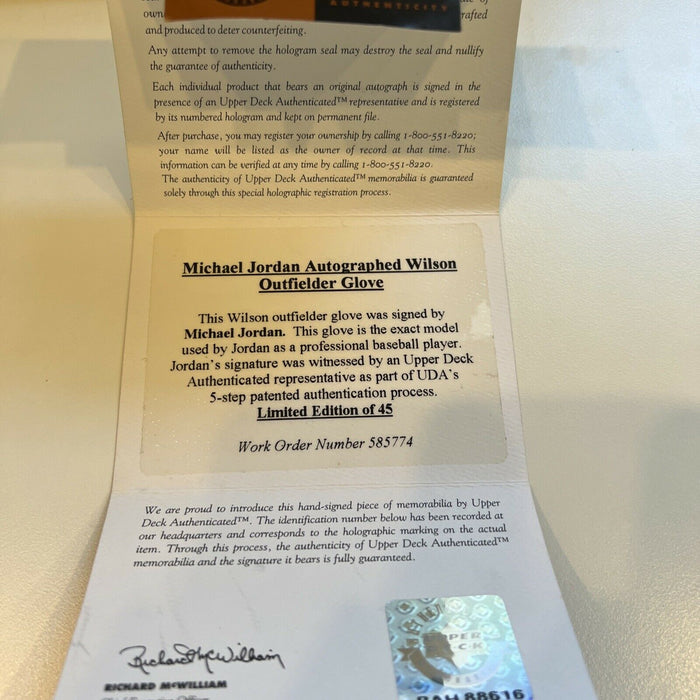 Michael Jordan Signed 1994 Wilson Game Model Baseball Glove UDA Upper Deck COA