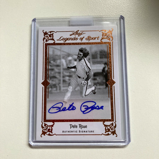Leaf Legends Of Sport Pete Rose Auto Signed Autographed Baseball Card