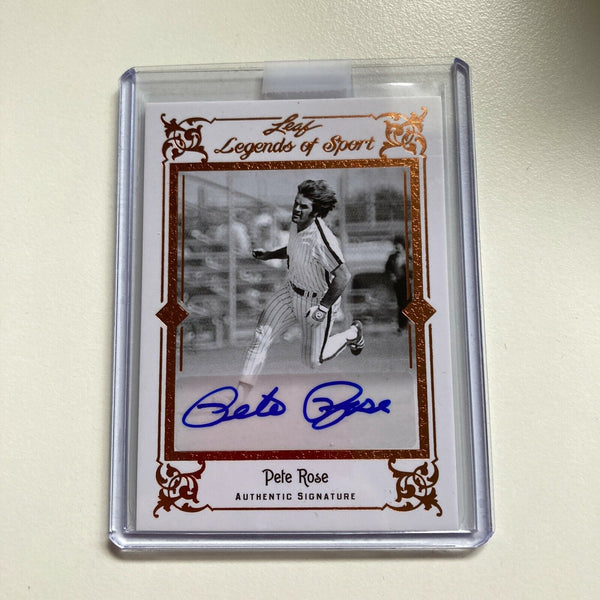 Leaf Legends Of Sport Pete Rose Auto Signed Autographed Baseball Card