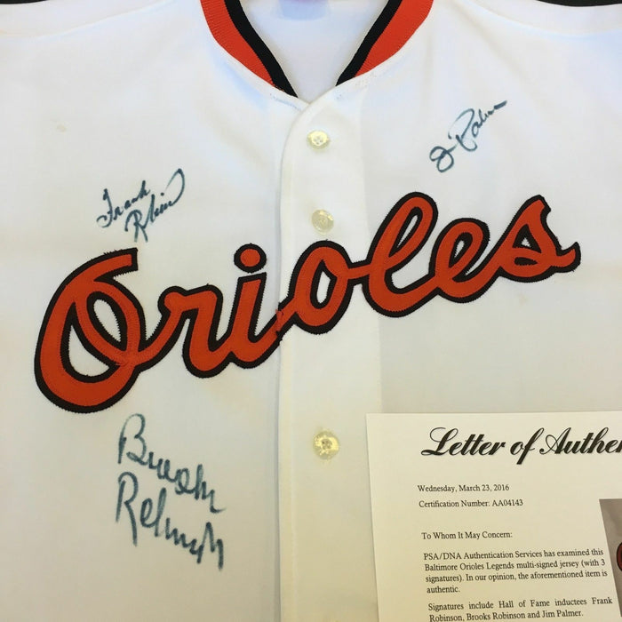 Brooks Robinson Frank Robinson Jim Palmer Signed Authentic Orioles Jersey PSA