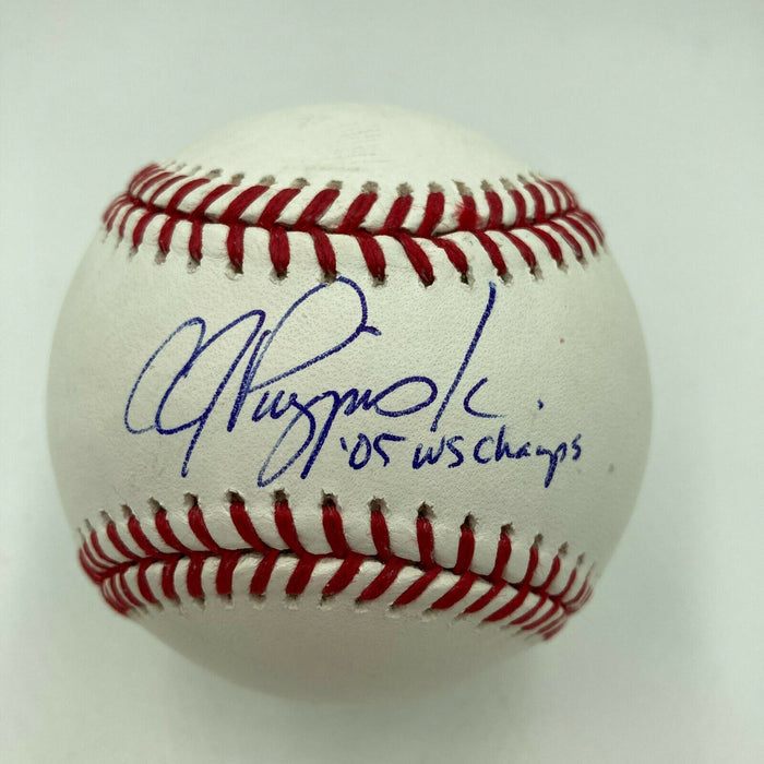 A. J. Pierzynski 2005 World Series Champs Signed Baseball Beckett COA