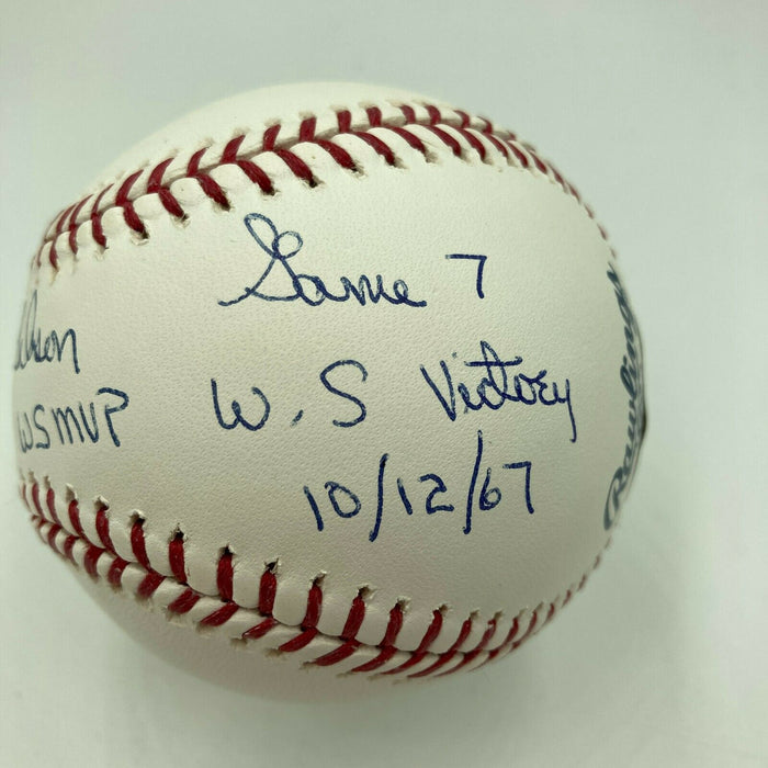 Bob Gibson 1964 & 1967 World Series Signed Heavily Inscribed Stat Baseball JSA